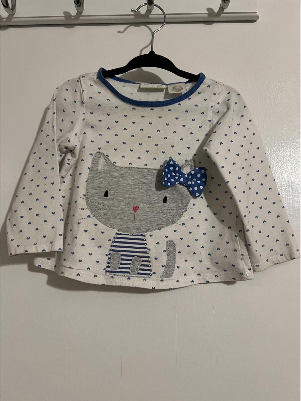 First Impressions Adorable Kitty Print Long Sleeve Shirt - 18 Months